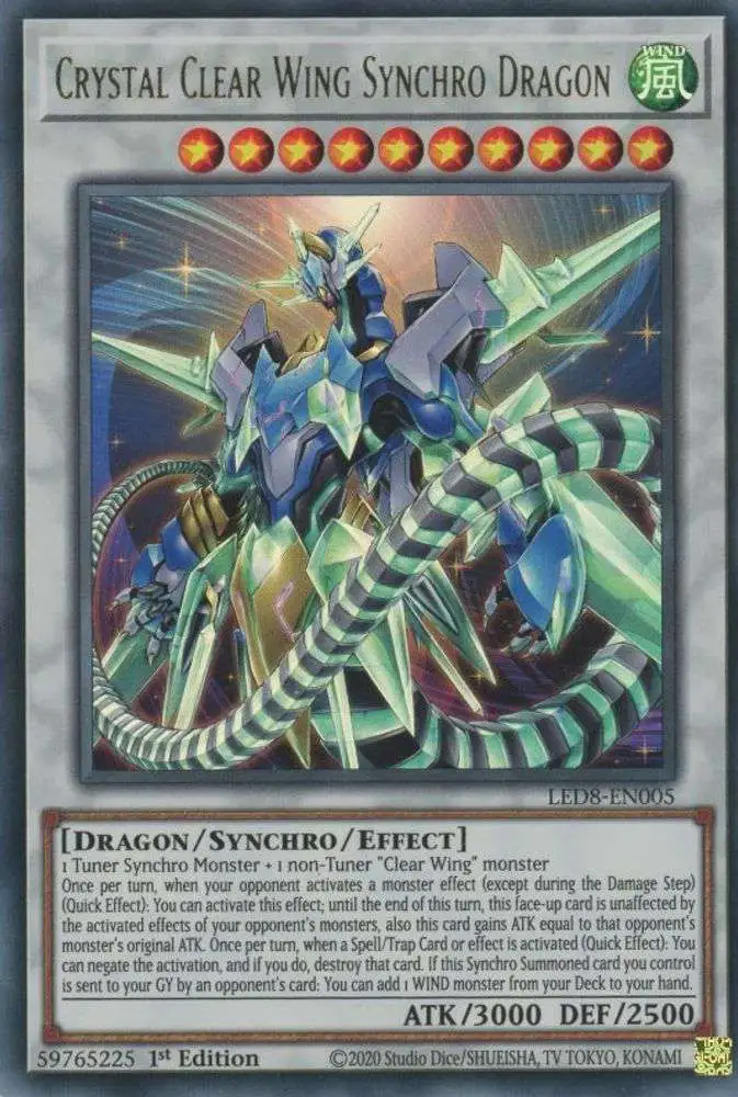 YuGiOh Trading Card Game Legendary Duelists: Synchro Storm Ultra Rare Crystal Clear Wing Synchro Dragon LED8-EN005