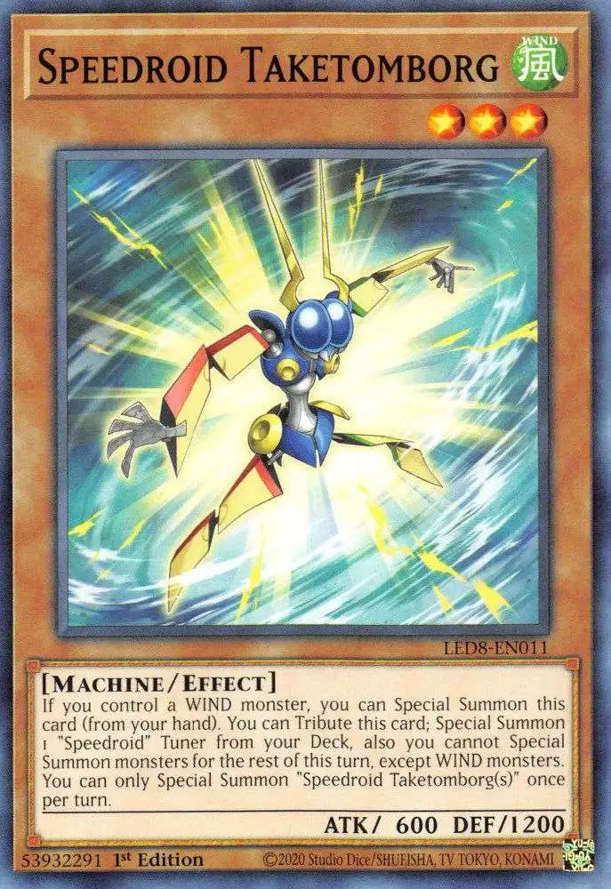 YuGiOh Trading Card Game Legendary Duelists: Synchro Storm Common Speedroid Taketomborg LED8-EN011