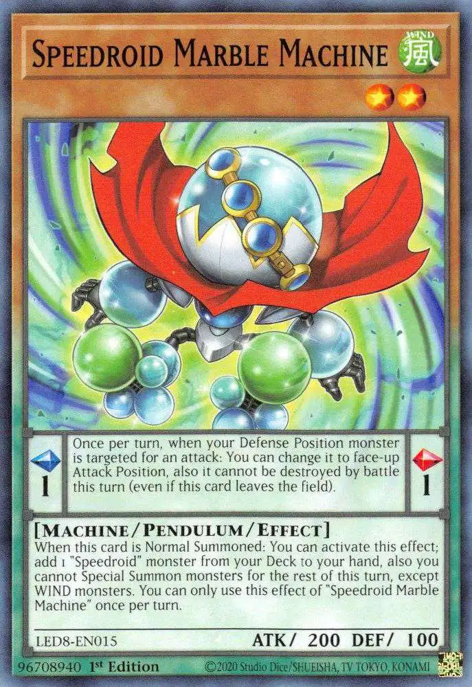 YuGiOh Trading Card Game Legendary Duelists: Synchro Storm Common Speedroid Marble Machine LED8-EN015