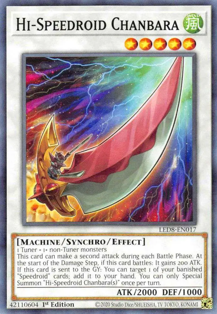 YuGiOh Trading Card Game Legendary Duelists: Synchro Storm Common Hi-Speedroid Chanbara LED8-EN017