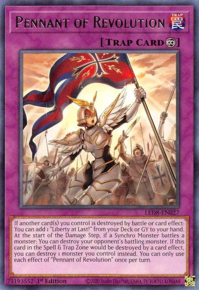led8 yugioh card list YuGiOh Trading Card Game Legendary Duelists: Synchro Storm Rare Pennant of  Revolution LED8-EN027