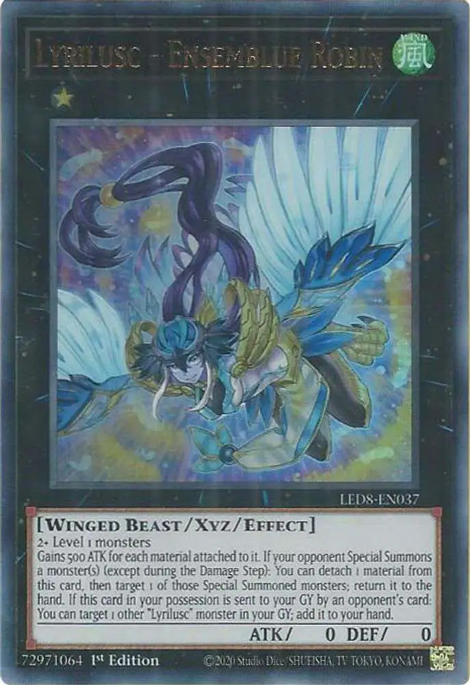 YuGiOh Trading Card Game Legendary Duelists: Synchro Storm Ultra Rare Lyrilusc - Ensemblue Robin LED8-EN037