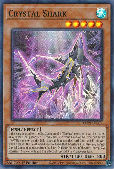 YuGiOh Trading Card Game Legendary Duelists Duels From The Deep Super Rare Crystal Shark LED9-EN002