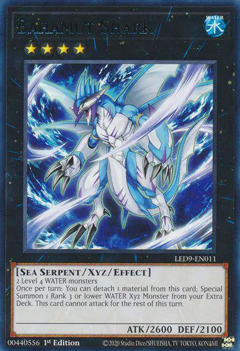 YuGiOh Trading Card Game Legendary Duelists Duels From The Deep Rare Bahamut Shark LED9-EN011