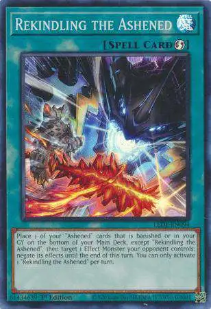 YuGiOh Trading Card Game Legacy of Destruction Super Rare Rekindling the Ashened LEDE-EN094