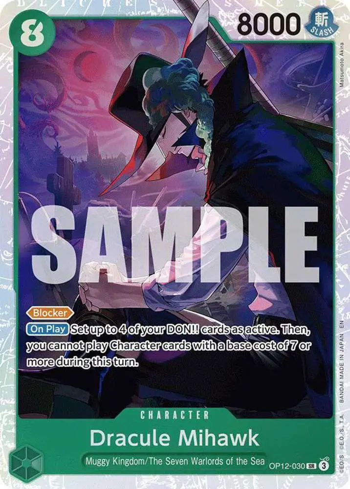 One Piece Trading Card Game Legacy of the Master Super Rare Dracule Mihawk OP12-030
