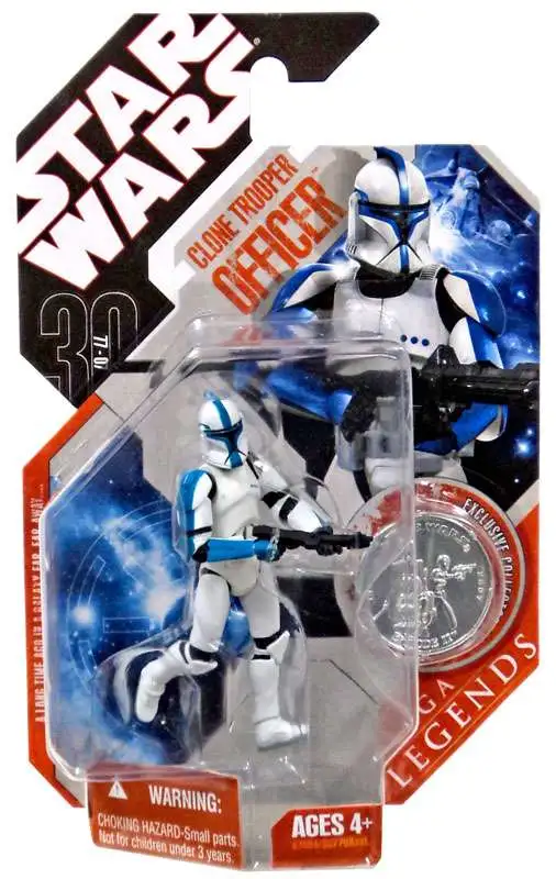 Star Wars Attack of the Clones 2007 Saga Legends (30th Anniversary) Clone Trooper Officer Action Figure #21 [Blue Trim]