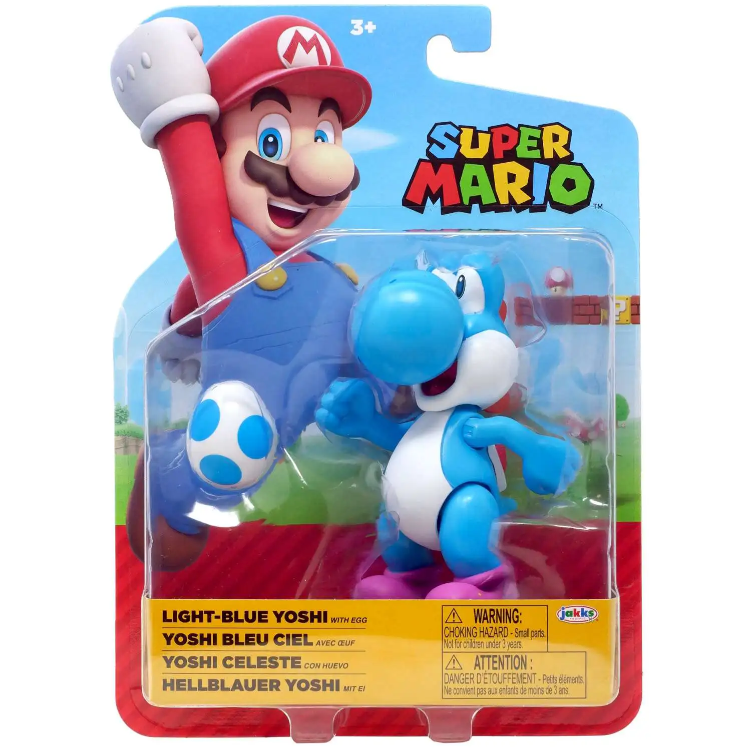 World of Nintendo Super Mario Wave 42 Light Blue Yoshi Action Figure [with Egg]