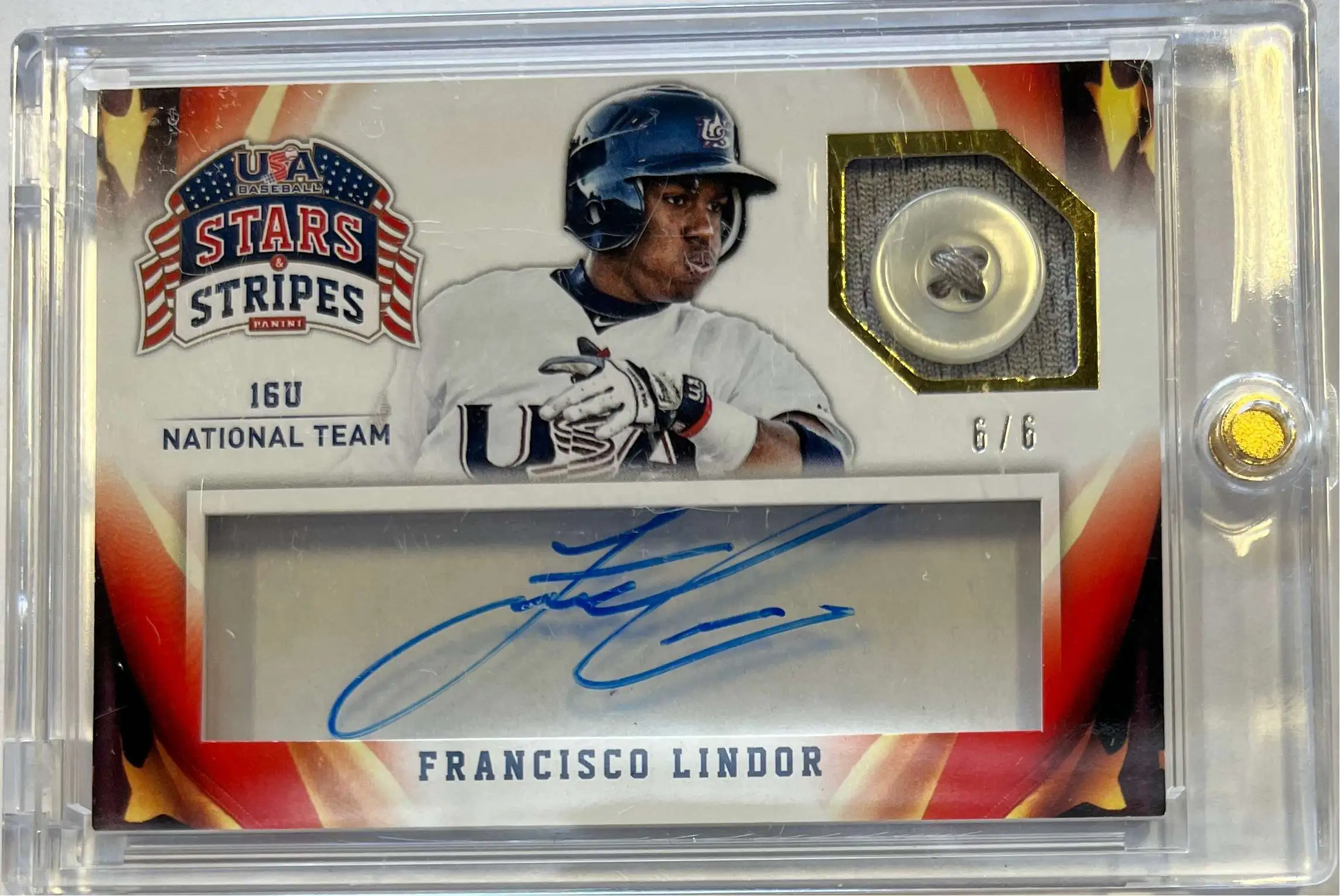 MLB 2015 USA Stars And Stripes Francisco Lindor 66 Autographed Trading Card  38 On Card Autograph Panini - ToyWiz