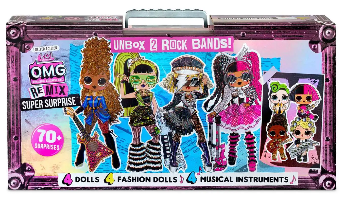 LOL Surprise OMG ReMix Super Surprise Doll 4-Pack 2020 Version, Includes 4 Lil Dolls 70 Surprises MGA Entertainment - ToyWiz