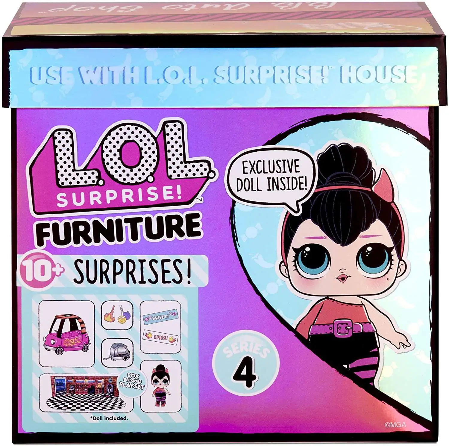 LOL Surprise Furniture B.B. Auto Shop with Spice Doll and 10+ Surprises,  Doll Car Set, Accessories,11.3 Ounces - Toys 4 U