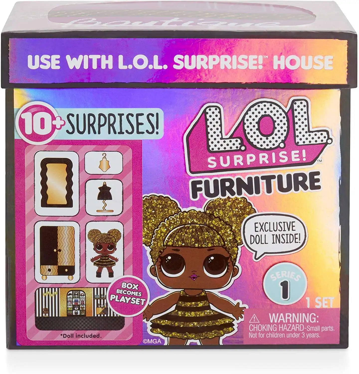 LOL Surprise MGA Pack 1 ToyWiz Play Set Entertainment - Boutique Doll Queen Bee Furniture Series