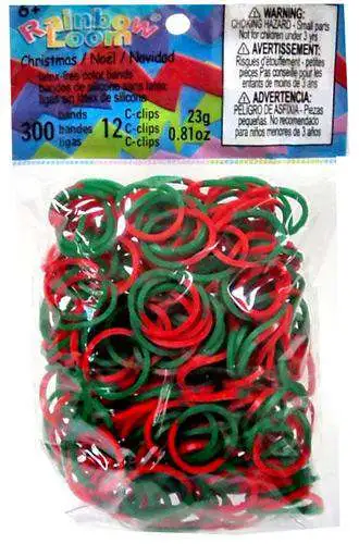 Rainbow Loom Green & Red Tie Die Christmas Rubber Bands Refill Pack RL36  [300 Count]