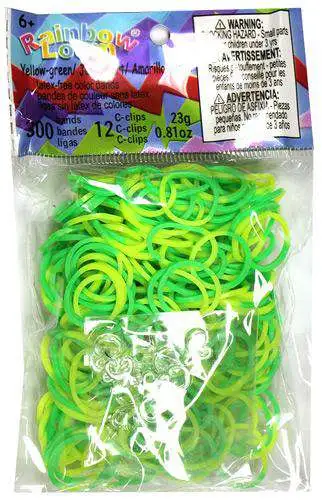 Rainbow Loom Yellow Green Two-Tone Rubber Bands Refill Pack 300 Count  Twistz Bandz - ToyWiz