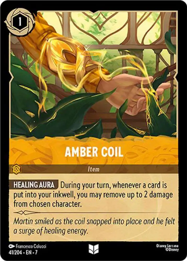 Disney Lorcana Trading Card Game Archazia's Island Uncommon Amber Coil #41