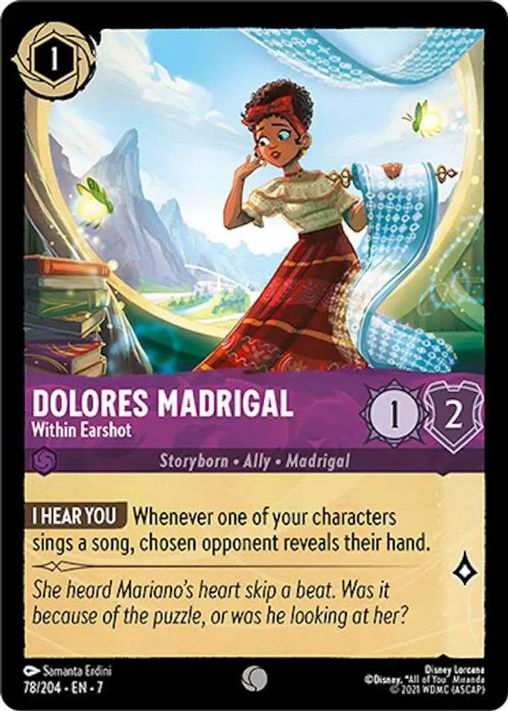 Disney Lorcana Trading Card Game Archazia's Island Common Foil Dolores Madrigal - Within Earshot #78