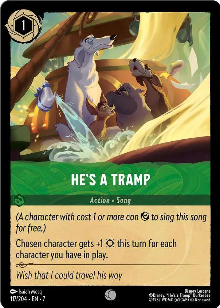 Disney Lorcana Trading Card Game Archazia's Island Common He's a Tramp #117