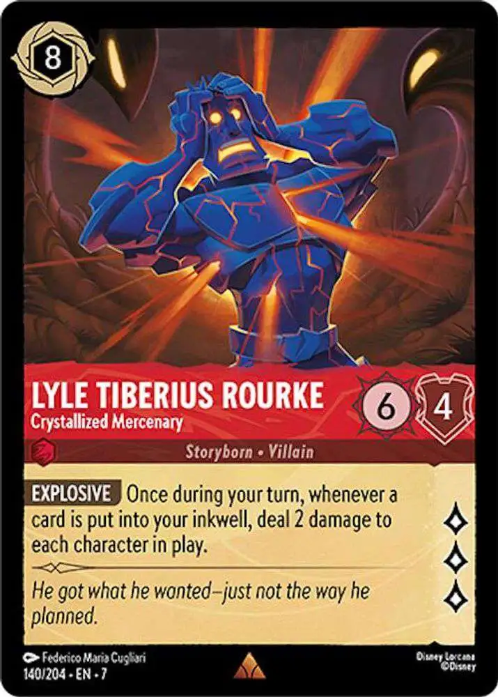 Disney Lorcana Trading Card Game Archazia's Island Rare Lyle Tiberius Rourke - Crystallized Mercenary #140