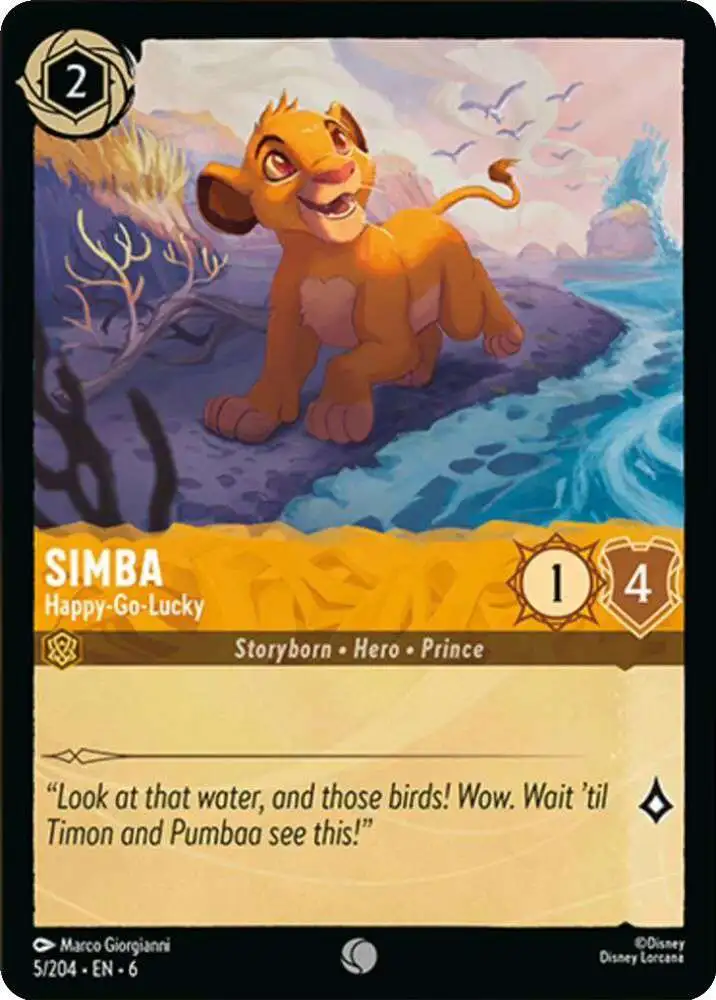 Disney Lorcana Trading Card Game Azurite Sea Common Foil Simba - Happy-Go-Lucky #5