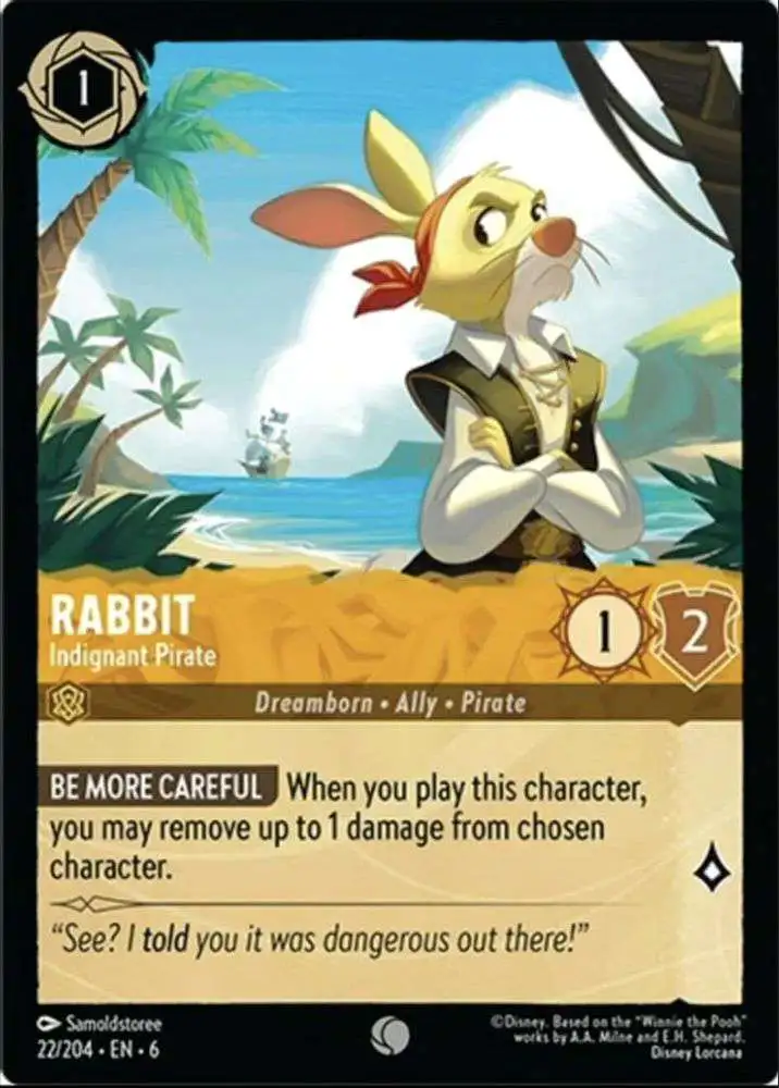 Disney Lorcana Trading Card Game Azurite Sea Common Rabbit - Indignant Pirate #22