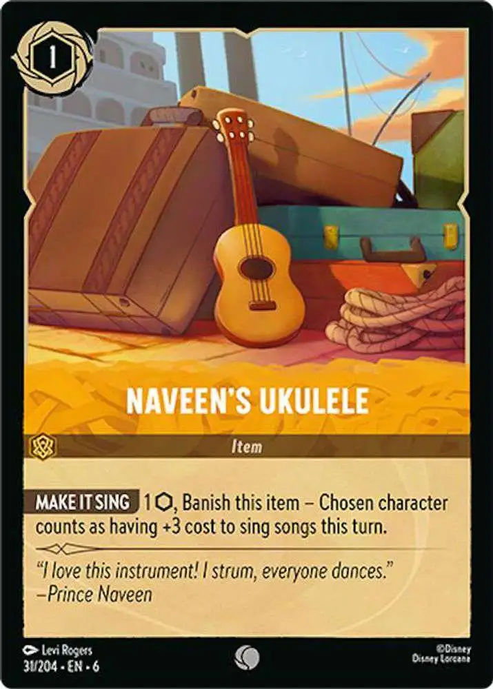 Disney Lorcana Trading Card Game Azurite Sea Single Card Common Naveens Ukulele 31 FOIL - ToyWiz Disney Lorcana Trading Card Game Azurite Sea Single Card Common Naveens Ukulele 31 FOIL - ToyWiz