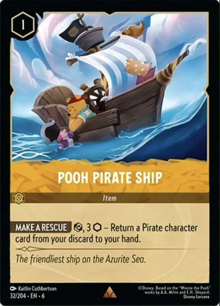 Disney Lorcana Trading Card Game Azurite Sea Rare Pooh Pirate Ship #32