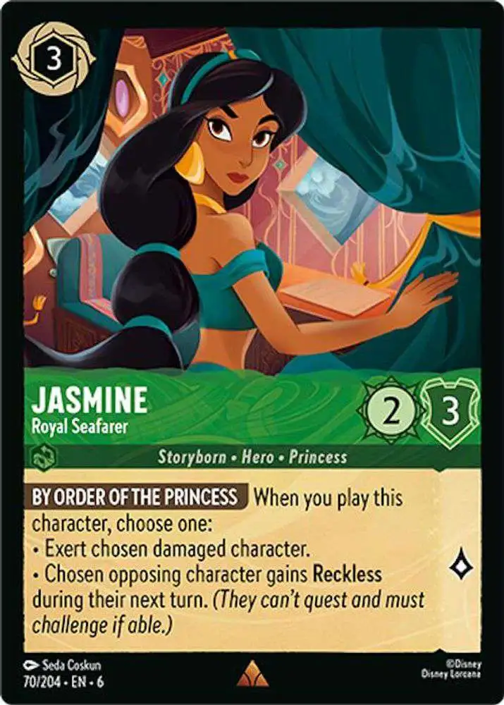 Disney Lorcana Trading Card Game Azurite Sea Rare Foil Jasmine - Royal Seafarer #70