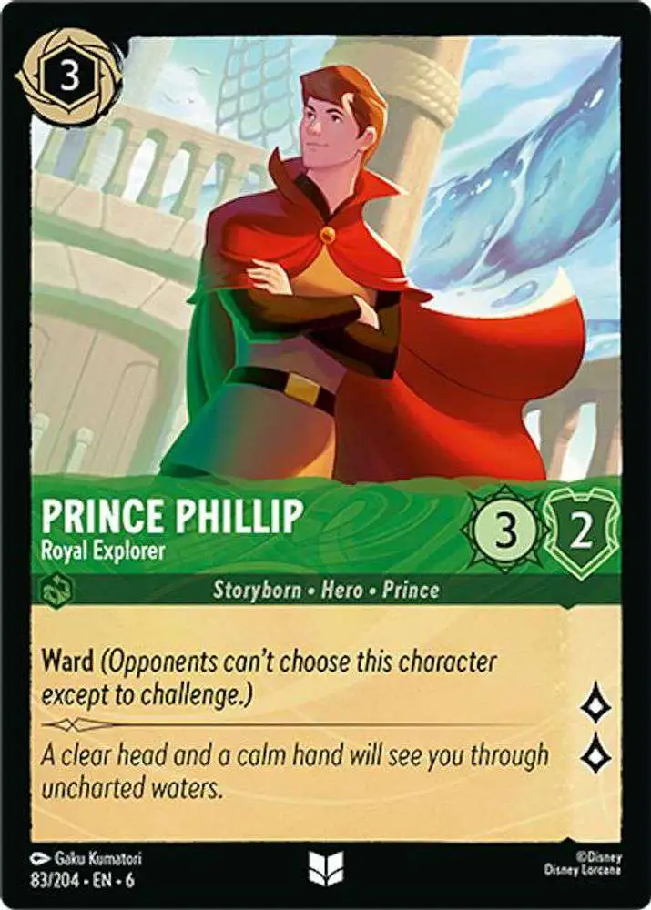 Disney Lorcana Trading Card Game Azurite Sea Uncommon Prince Phillip - Royal Explorer #83