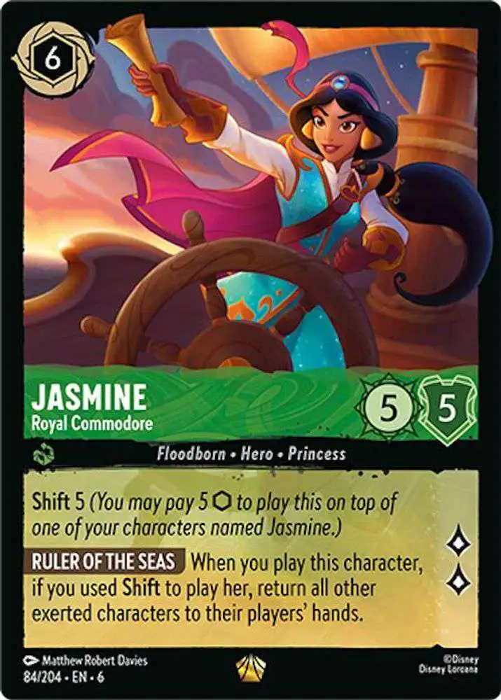 Disney Lorcana Trading Card Game Azurite Sea Legendary Foil Jasmine - Royal Commodore #84