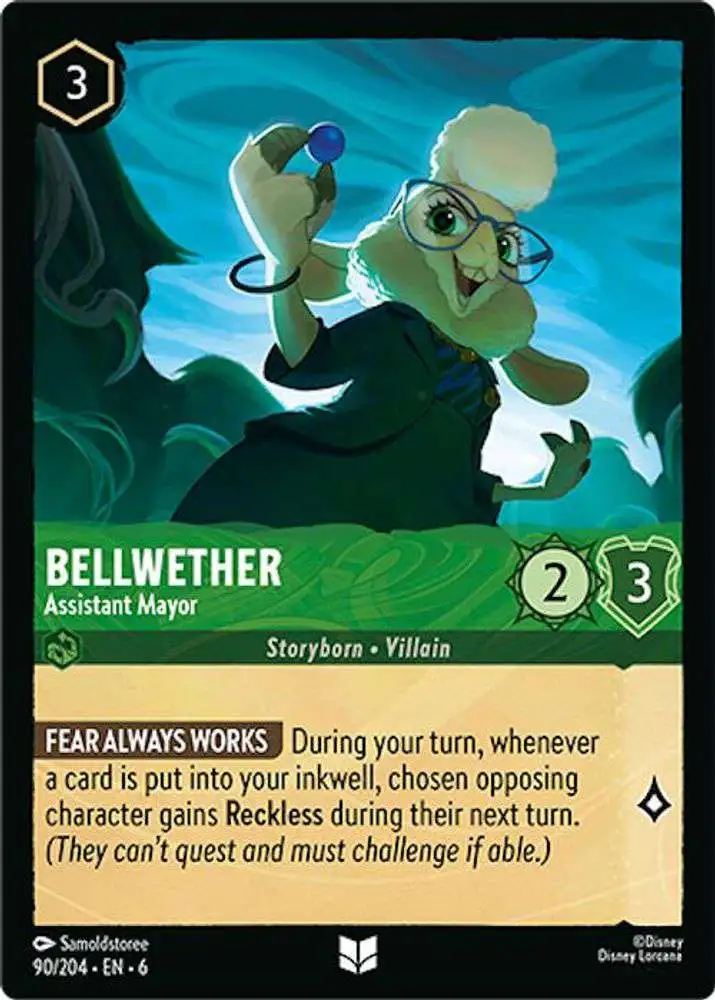 Disney Lorcana Trading Card Game Azurite Sea Uncommon Bellwether - Assistant Mayor #90