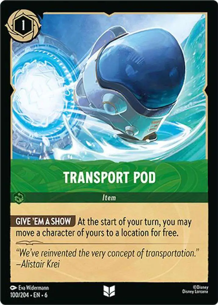 Disney Lorcana Trading Card Game Azurite Sea Single Card Uncommon Transport  Pod 100 - ToyWiz