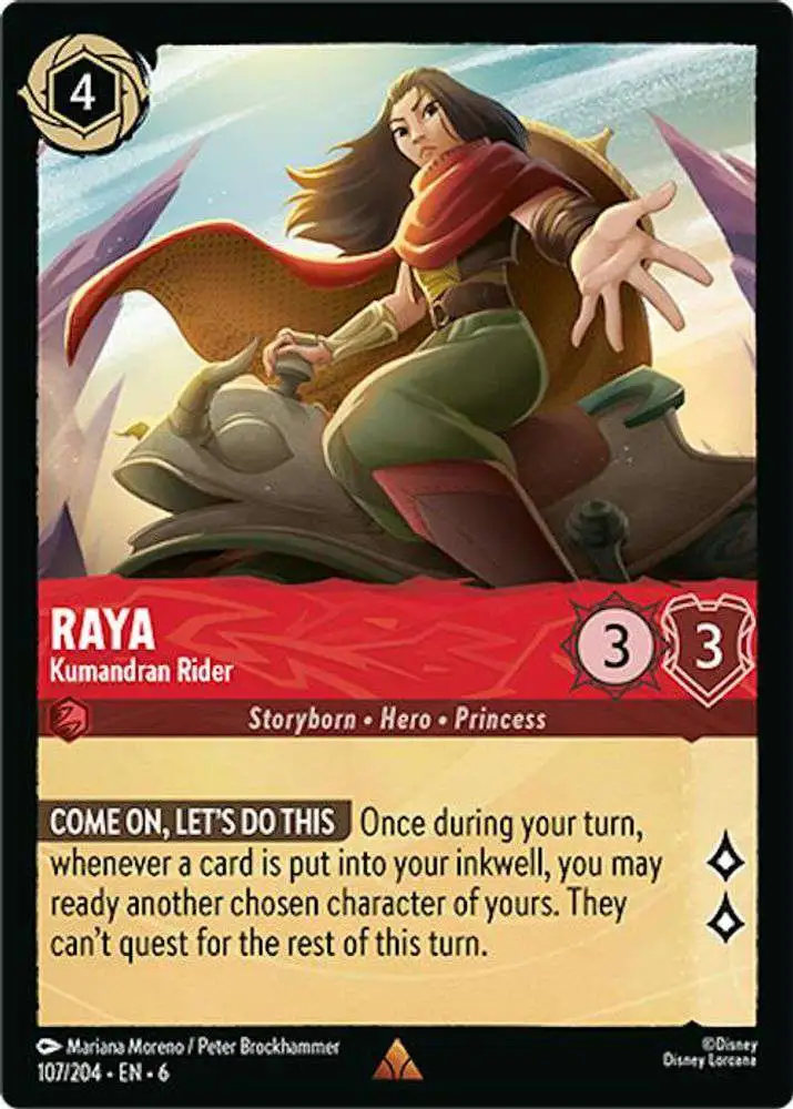 Disney Lorcana Trading Card Game Azurite Sea Rare Raya - Kumandran Rider  #107