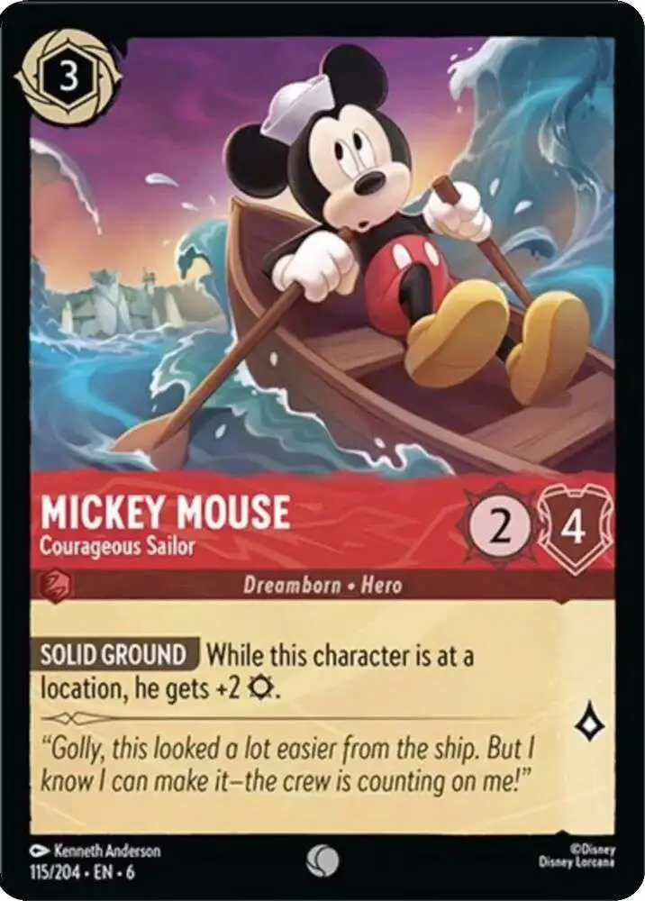 disney mtg cards Disney Lorcana Trading Card Game Azurite Sea Single Card Common Mickey  Mouse - Courageous Sailor 115