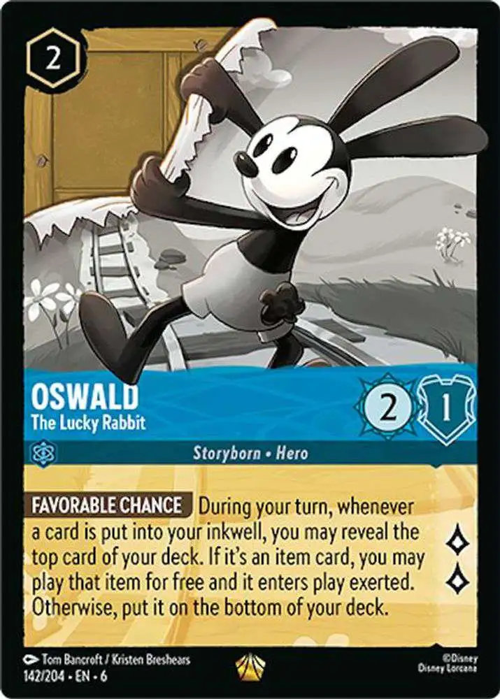 Disney Lorcana Trading Card Game Azurite Sea Legendary Oswald - The Lucky Rabbit #142