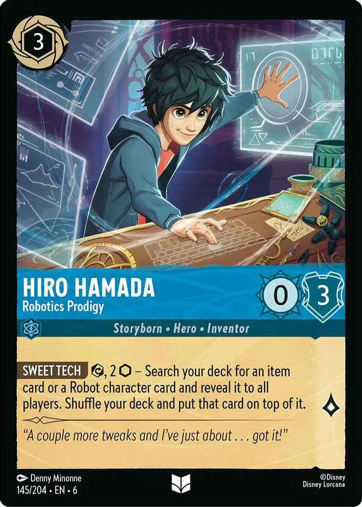 Disney Lorcana Trading Card Game Azurite Sea Single Card Uncommon Hiro Hamada - Robotics Prodigy 145 - ToyWiz Disney Lorcana Trading Card Game Azurite Sea Single Card Uncommon Hiro Hamada - Robotics Prodigy 145 - ToyWiz