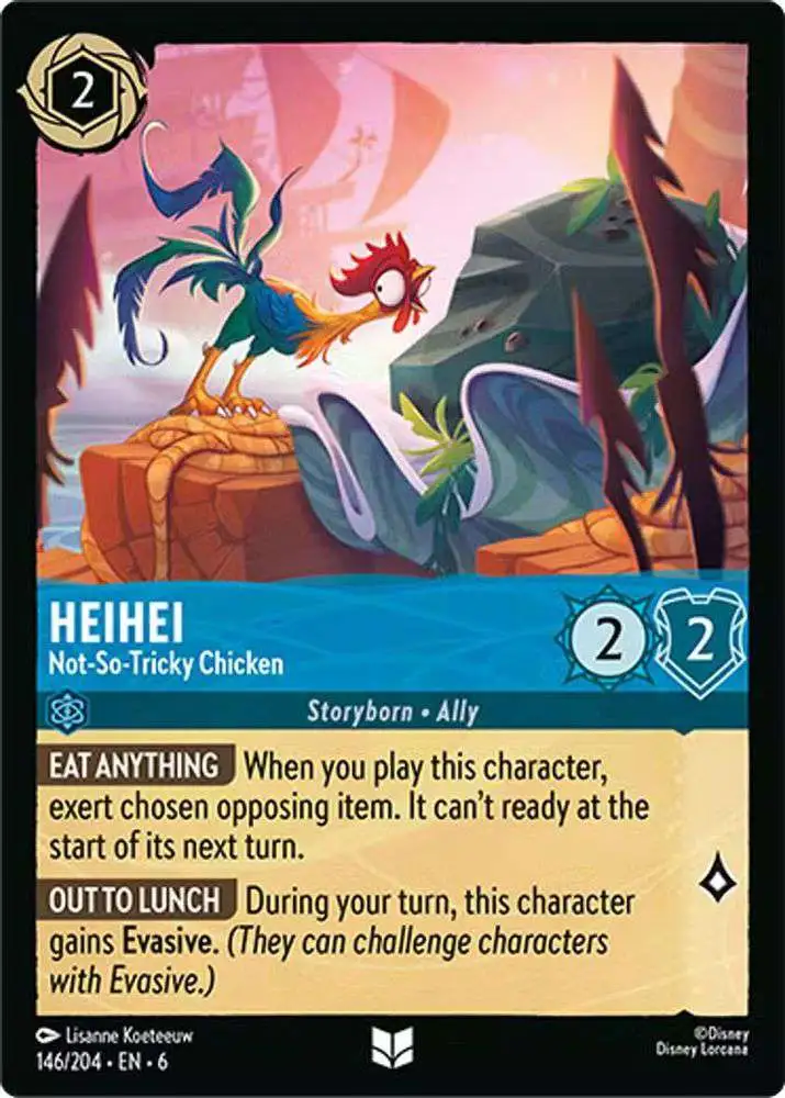 Disney Lorcana Trading Card Game Azurite Sea Uncommon HeiHei - Not-So-Tricky Chicken #146
