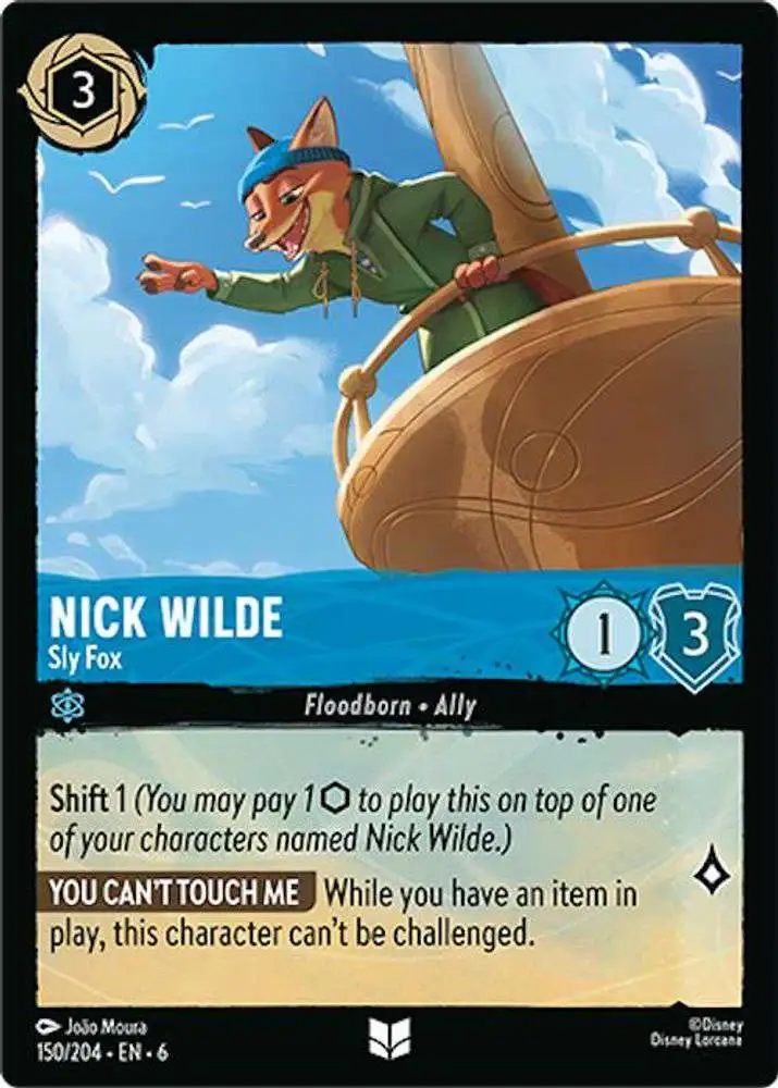 Disney Lorcana Trading Card Game Azurite Sea Single Card Uncommon Nick Wilde - Sly Fox 150 - ToyWiz Disney Lorcana Trading Card Game Azurite Sea Single Card Uncommon Nick Wilde - Sly Fox 150 - ToyWiz