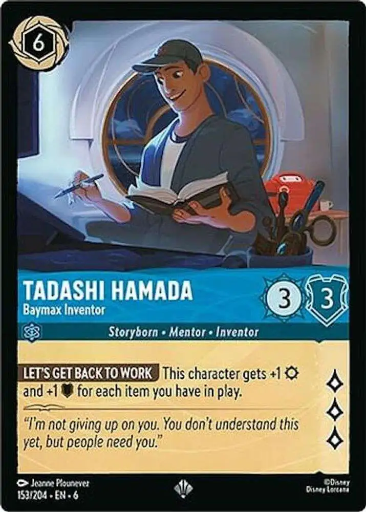 Disney Lorcana Trading Card Game Azurite Sea Single Card Super Rare Tadashi  Hamada - Baymax Inventor 153 FOIL - ToyWiz