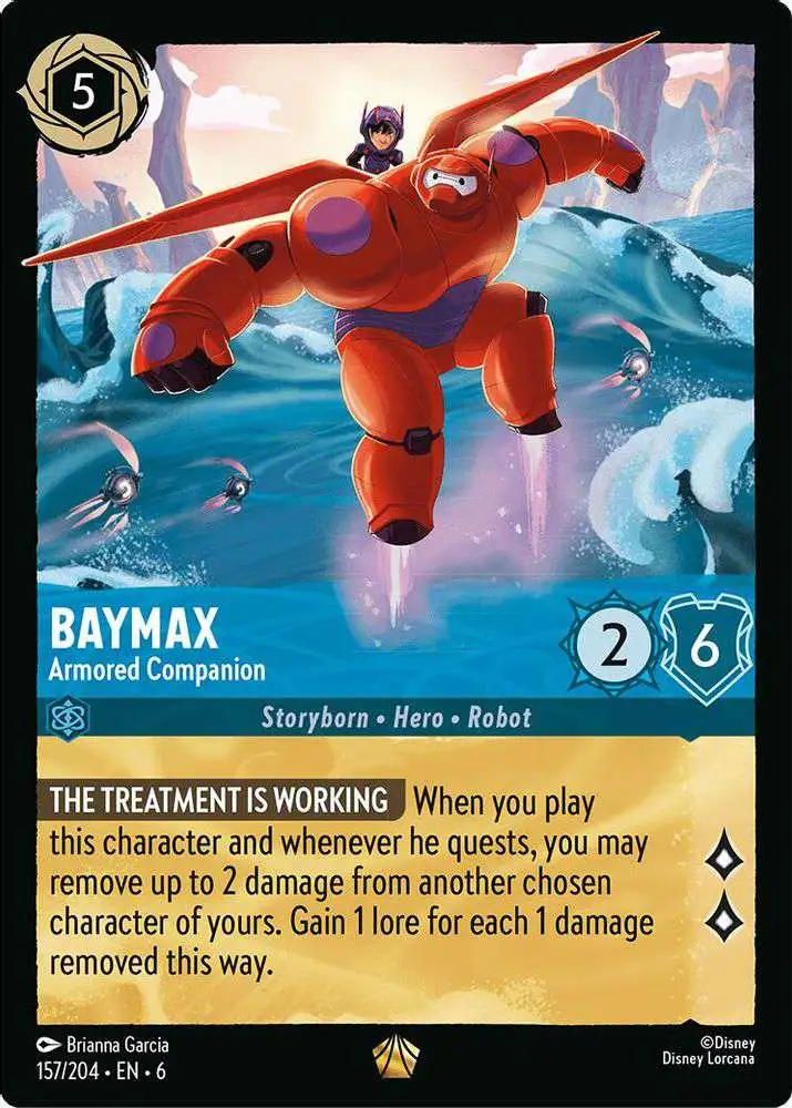 Disney Lorcana Trading Card Game Azurite Sea Legendary FOIL Baymax - Armored Companion #157