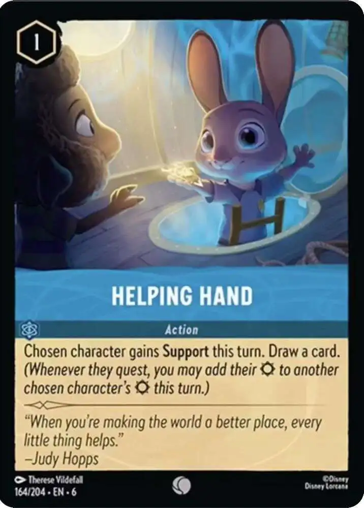 Disney Lorcana Trading Card Game Azurite Sea Common Helping Hand #164