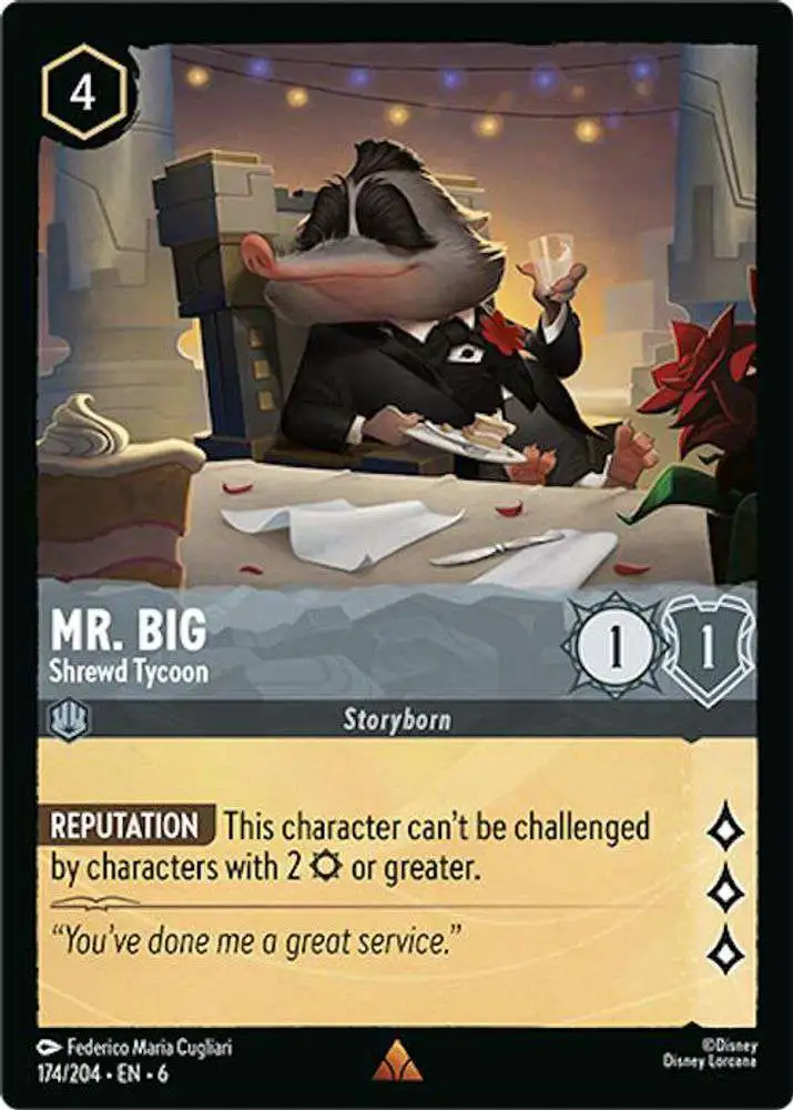 Disney Lorcana Trading Card Game Azurite Sea Rare Mr. Big - Shrewd Tycoon  #174