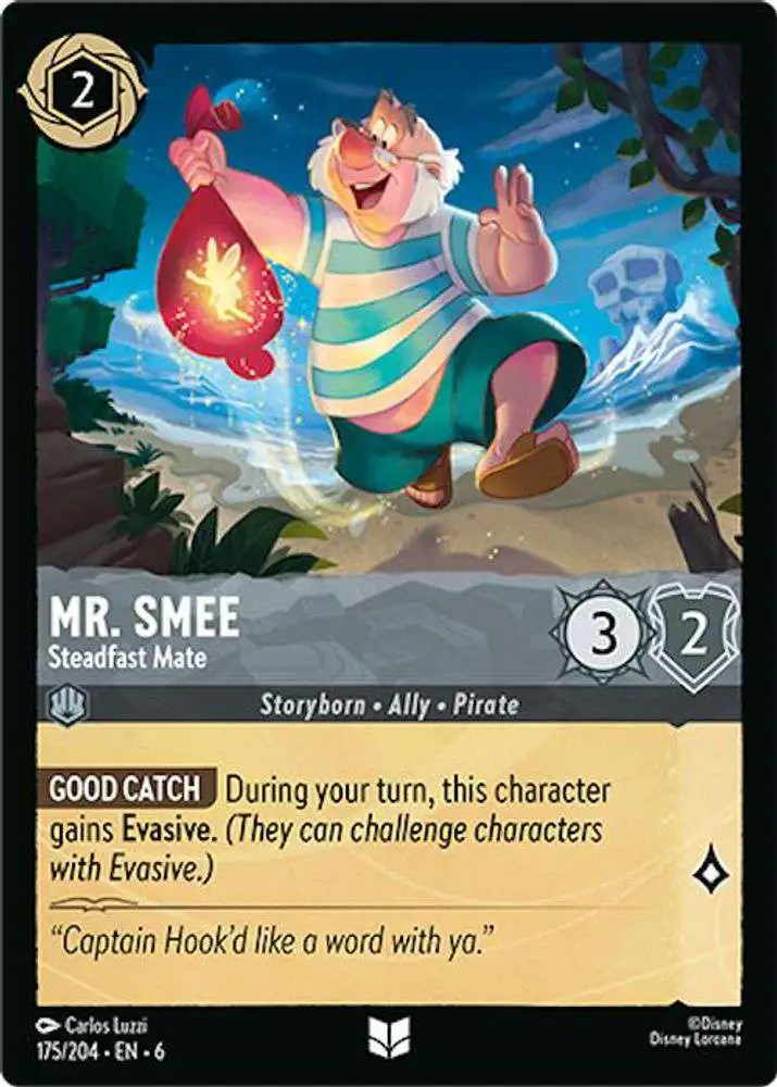 Disney Lorcana Trading Card Game Azurite Sea Uncommon Foil Mr. Smee - Steadfast Mate #175