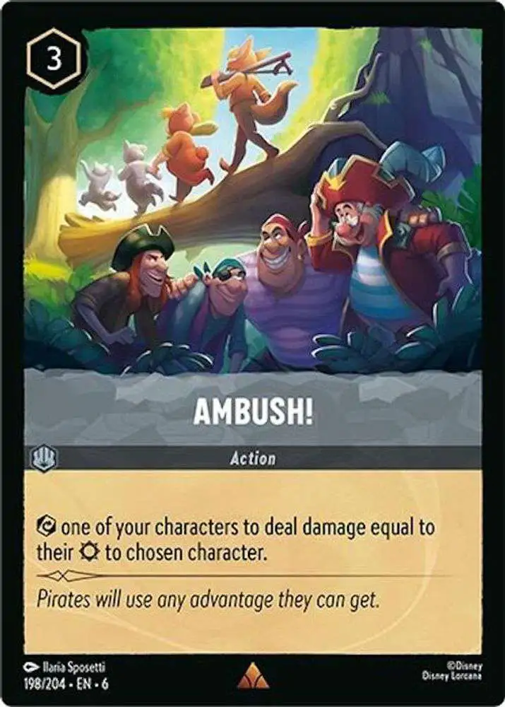 Disney Lorcana Trading Card Game Azurite Sea Rare Ambush! #198 Disney Lorcana Trading Card Game Azurite Sea Rare Ambush! #198