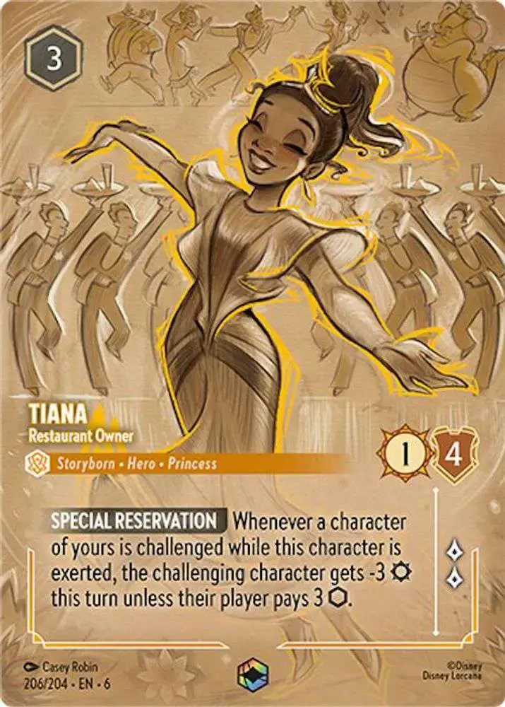 Disney Lorcana Trading Card Game Azurite Sea Enchanted Tiana - Restaurant Owner #206 [Enchanted FOIL]