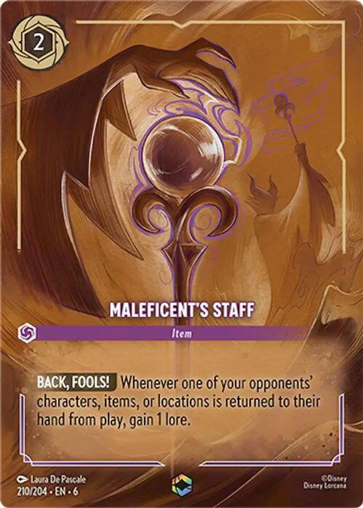 Disney Lorcana Trading Card Game Azurite Sea Single Card Enchanted  Maleficents Staff 210 Enchanted - ToyWiz