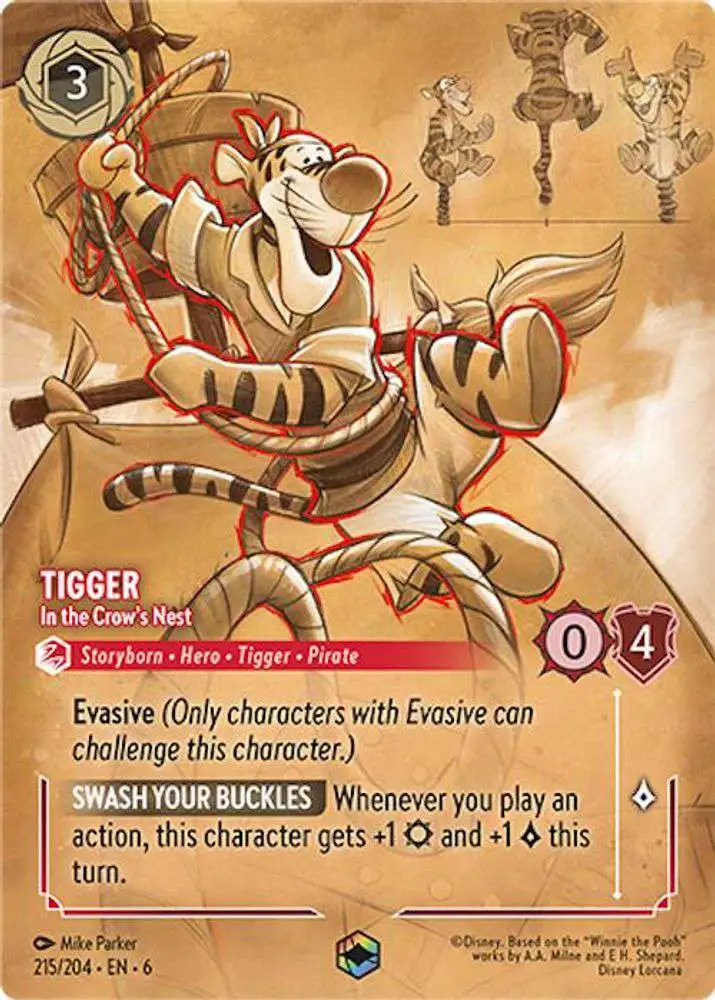Disney Lorcana Trading Card Game Azurite Sea Enchanted Tigger - In the Crow's Nest #215 [Enchanted]