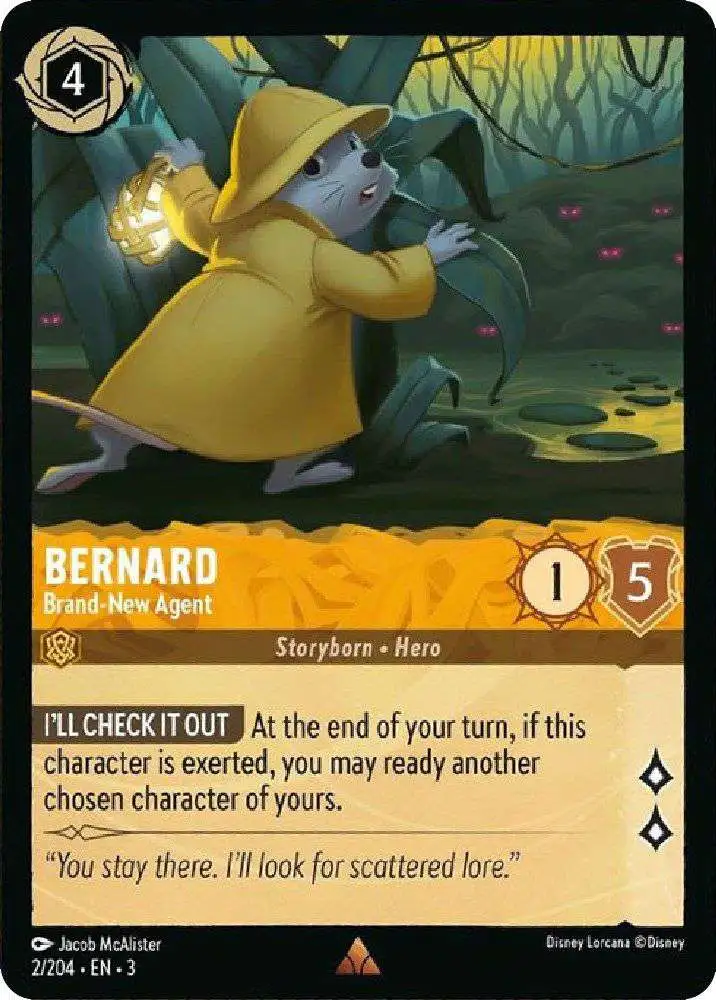 Disney Lorcana Trading Card Game Into the Inklands Rare Bernard - Brand-New Agent #2