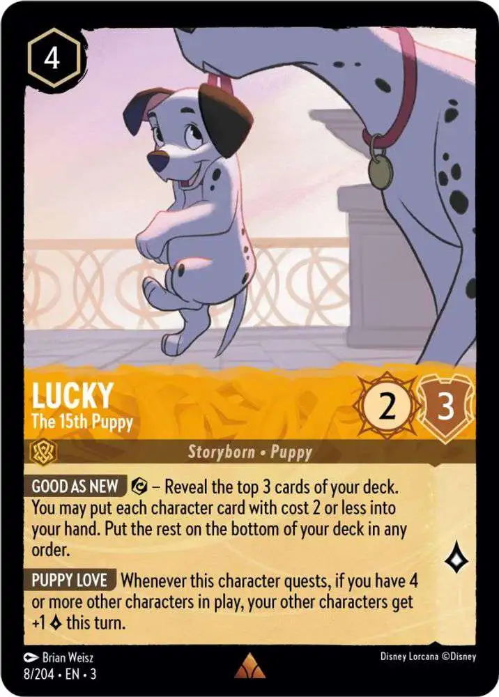 Disney Lorcana Trading Card Game Into the Inklands Rare Lucky - The 15th Puppy #8