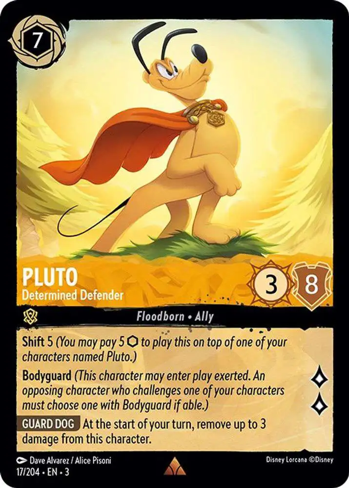 Disney Lorcana Trading Card Game Into the Inklands Rare Pluto - Determined Defender #17