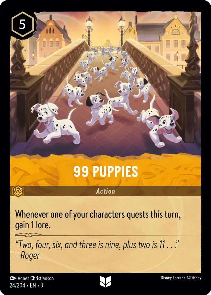 Disney Lorcana Trading Card Game Into the Inklands Uncommon 99 Puppies #24